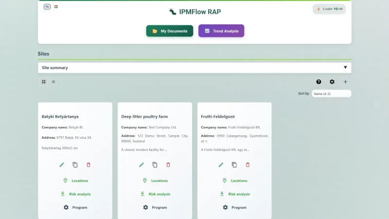 IPM Program generálás felület