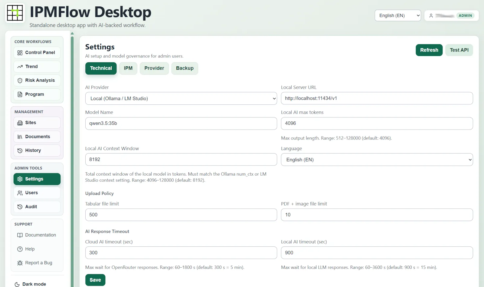 IPMFlow Desktop with Local AI Ollama and Qwen